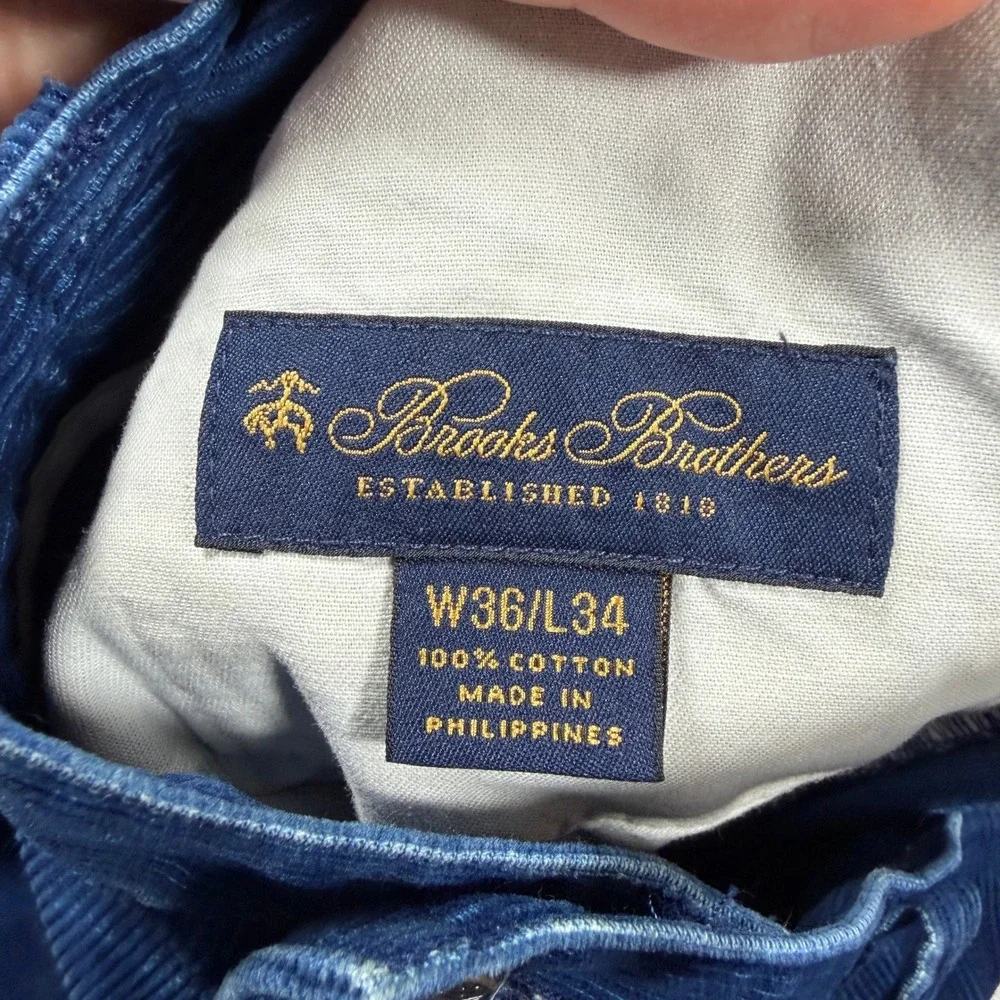 Brooks Brothers Corduroy Pants Mens 36x34 Blue‎ 5-Pocket Straight Leg Casual